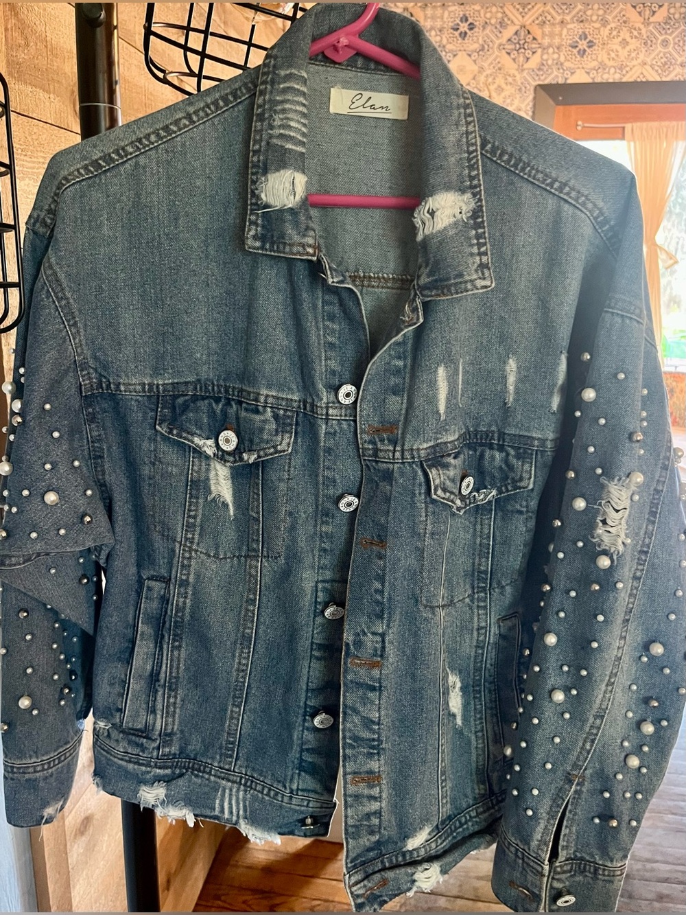 Elan Over-Sized Embellished Denim Jacket - Picture 2 of 10